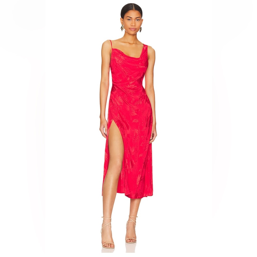 For Love and Lemons Ilana Midi Dress in Red